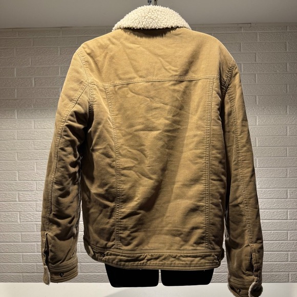 Guess Corduroy Sherpa Collar Jacket Mens Medium Trucker Tan Coat - Picture 3 of 5